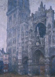 The Cathedral of Rouen. The Portal and the Albane Tower. Gray Weather